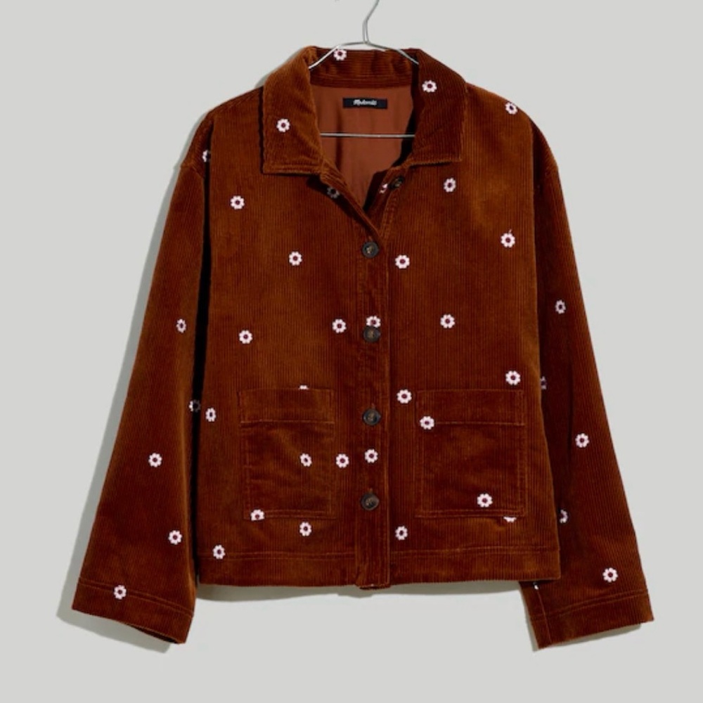 Madewell Embroidered Corduroy Crop Shirt-Jacket